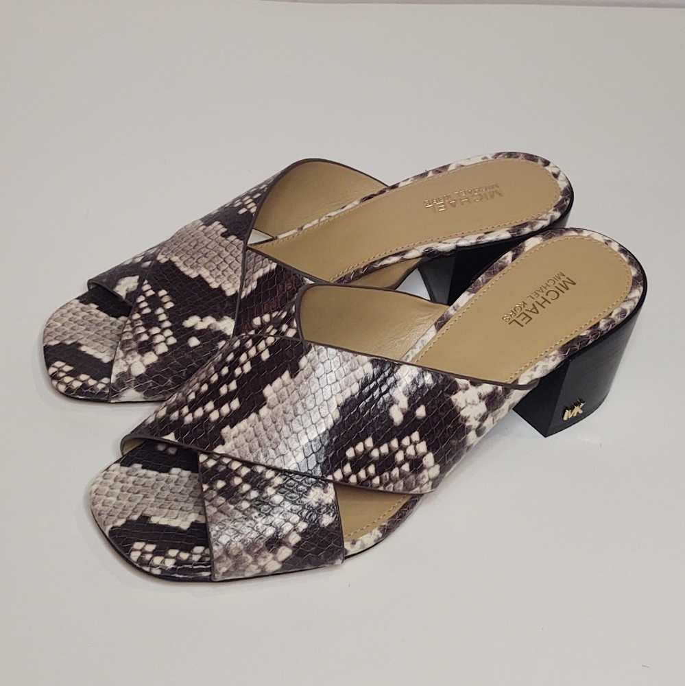 NEW MICHAEL Michael Kors Abbott Snakeskin Sandals